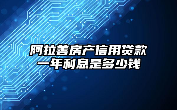 阿拉善房产信用贷款一年利息是多少钱