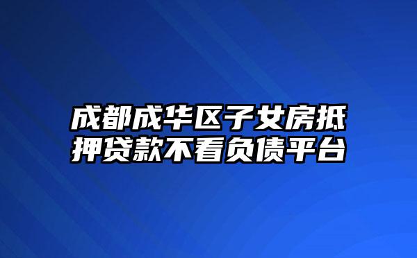 成都成华区子女房抵押贷款不看负债平台