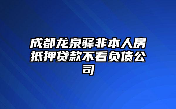 成都龙泉驿非本人房抵押贷款不看负债公司