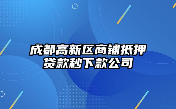 成都高新区商铺抵押贷款秒下款公司