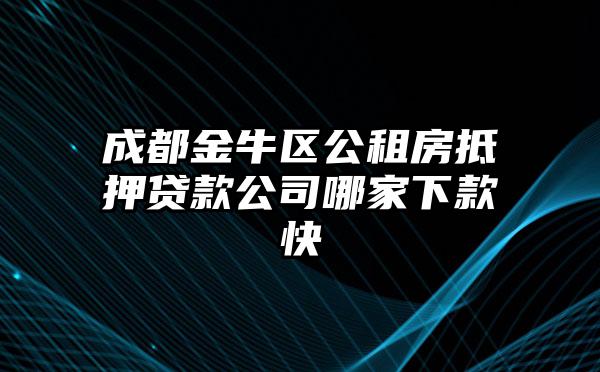 成都金牛区公租房抵押贷款公司哪家下款快