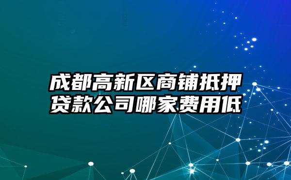 成都高新区商铺抵押贷款公司哪家费用低