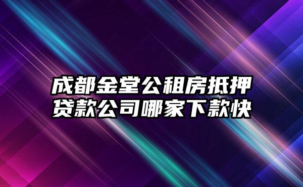 成都金堂公租房抵押贷款公司哪家下款快